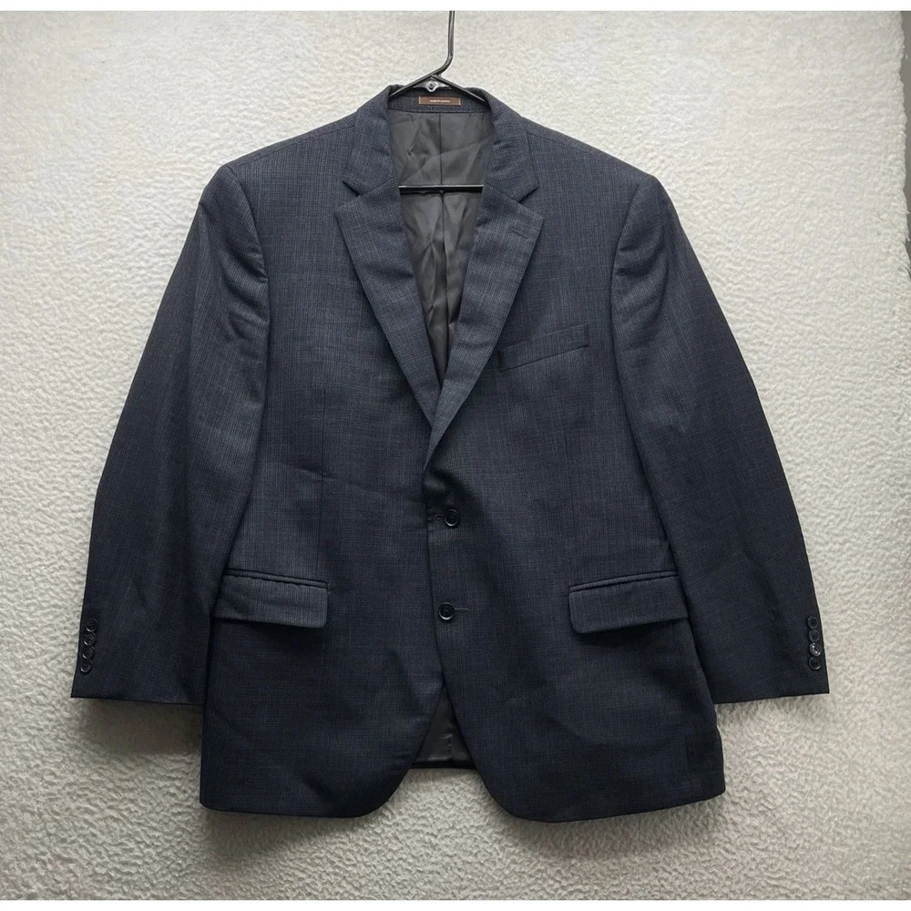 Peter Millar Blazer Mens 46R Wool Navy Blue Houndstooth Check Double Vent Canada